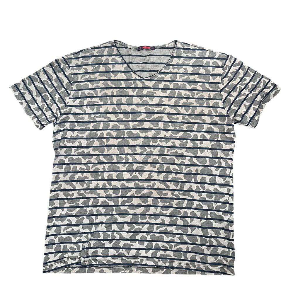 Mondo Gray Blue Stripe Luxury Cotton Tee Sz 4XL Lightweight Stretch Cotton Bloke - Picture 3 of 9